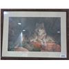 Image 2 : SEIZURE:  FRAMED WOLF PICTURE (44 X 33")