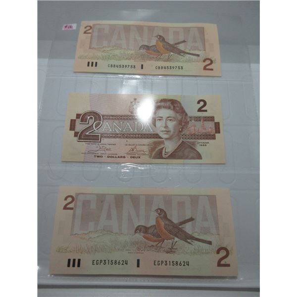 1986 STOCK SHEET LAST OF CANADA $2 BILLS