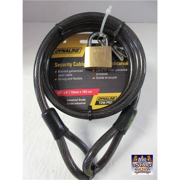 NEW:  3/8" X 6' SECURITY CABLE C/W LOCK & KEYS