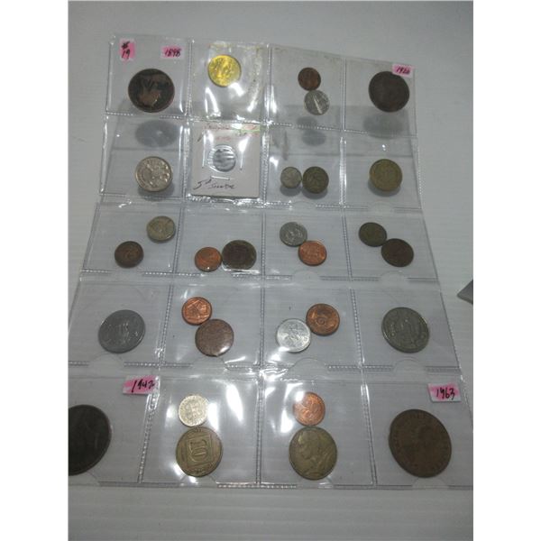 STOCK SHEET OF OVER 20 WORLD COLLECTIBLE COINS