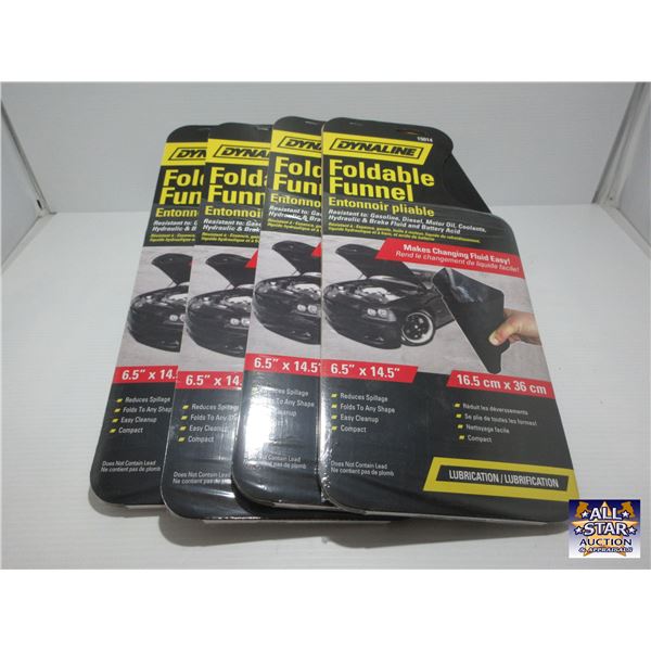 NEW:  4 FOLDABLE FUNNELS (6.5" X 14.5") (MSRP $14.95 EACH)