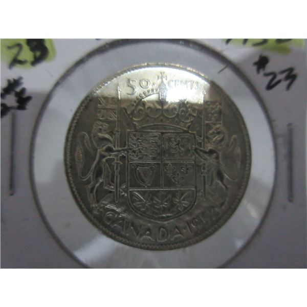 1952 CANADA KING GEORGE VI SIVLER HALF DOLLAR