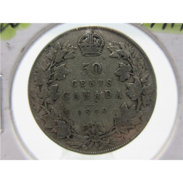 1919 CANADA KING GEORGE SILVER HALF DOLLAR