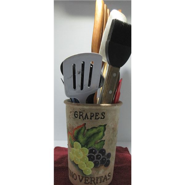 WINE COOLER & ASSORTED UTENSILS