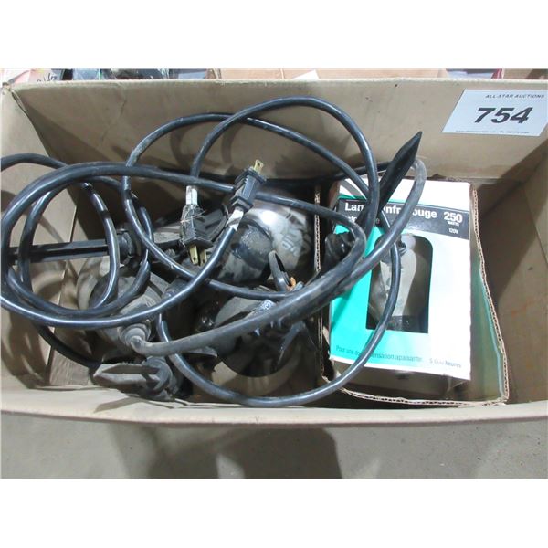 BOX C/W FLOOD LIGHTS, BULBS, ETC