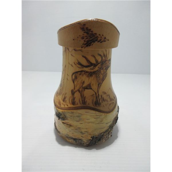 SEIZURE:  WOOD CARVED "ELK" BEER STEIN