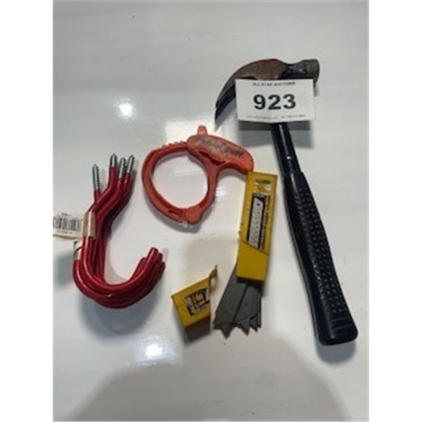SEIZURE:  7 WOOD HOOKS, UTILITY BLADES & HAMMER