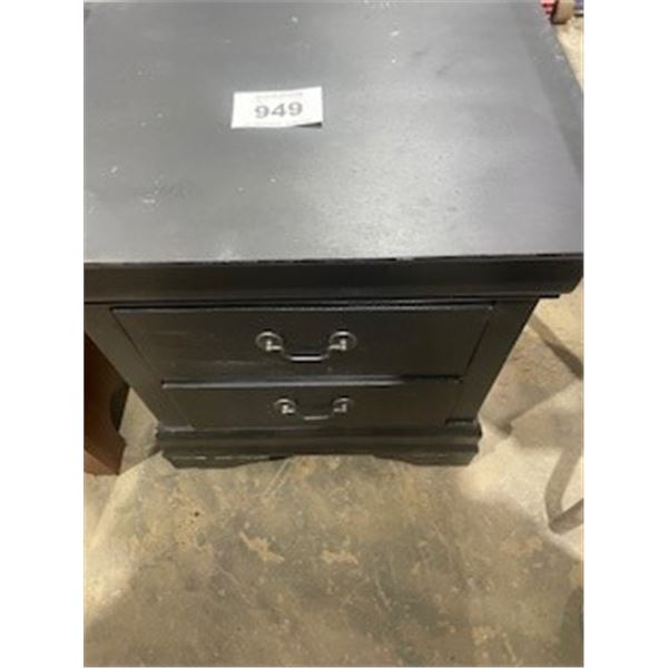 SEIZURE:  BLACK 2 DRAWER NIGHT STAND (16" X 22")