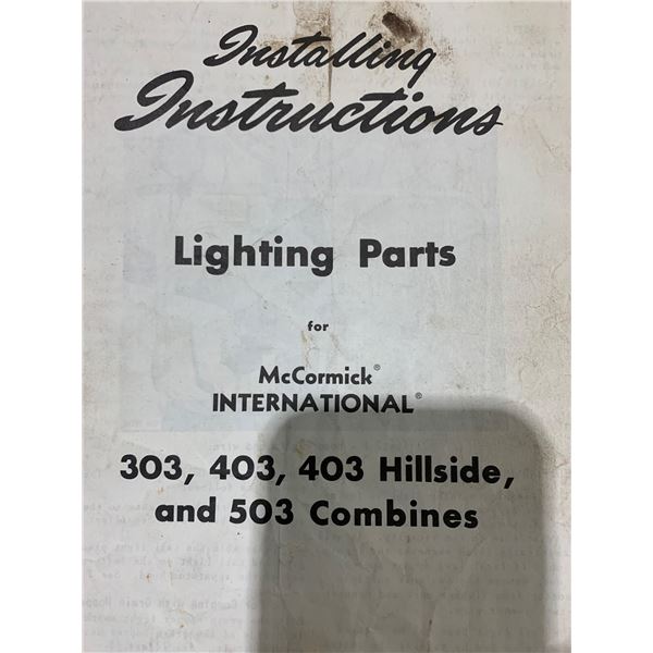 COLLECTIBLE:  MCCORMICK IH 303/403/503 COMBINE MANUAL