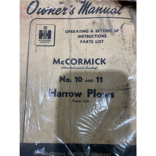 MCCORMICK #10 & #11 HARROW PLOWS MANUAL
