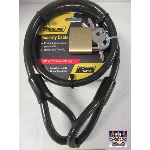 NEW:  3/8" X 3' SECURITY CABLE C/W LOCK & KEYS