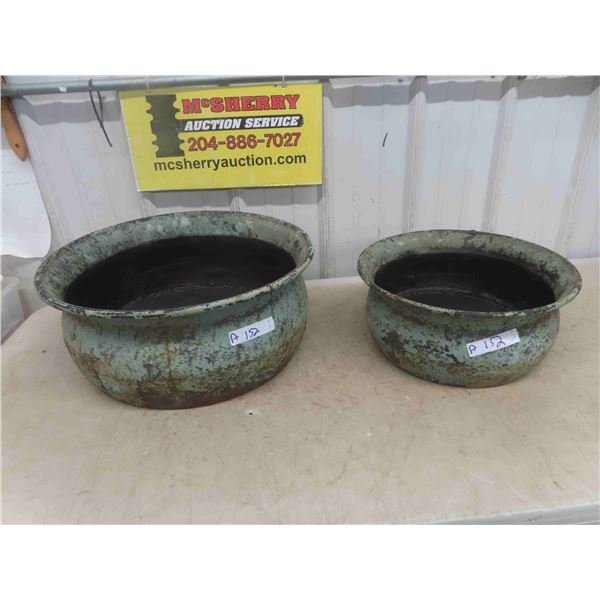 2 Metal Planters ; 8.5" x 20.5" & 7" x 16" wide
