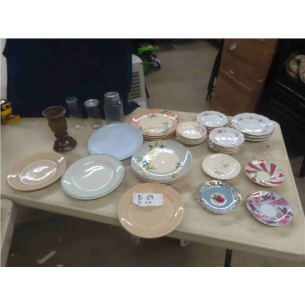 Various Plates, China Saucers, Sealers, Vases