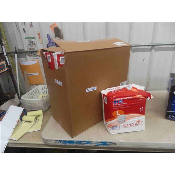 Box of Disposable Underwear Sz Lg - 8 packages of 12 