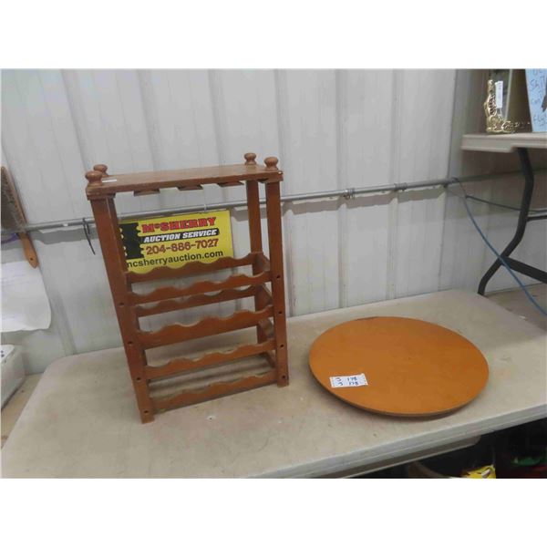 Wooden Lazy Suzie + Wooden Wine Rack