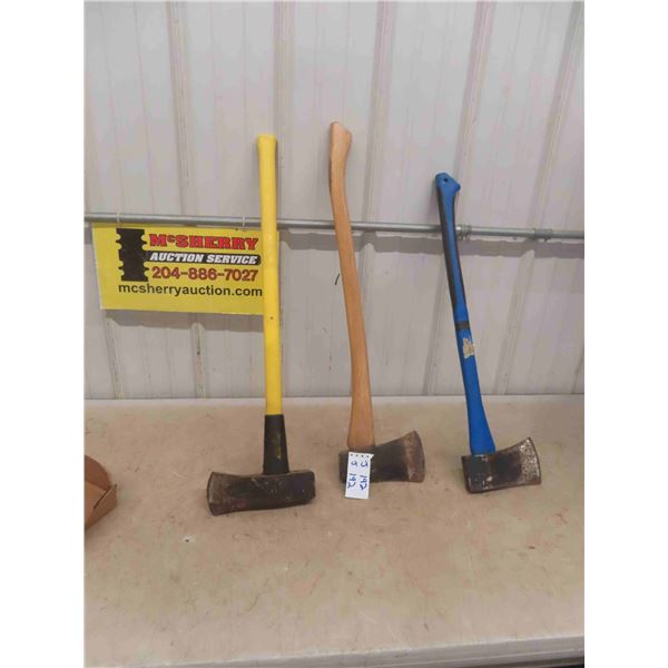 3 Axes ; 1 is Splitting Axe + 2 With Fiberglass Handle