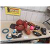 Image 1 : Box of Sports Equipment ; Baseball Gloves, Football, Basketball, Ringette Rings