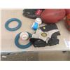 Image 5 : Box of Sports Equipment ; Baseball Gloves, Football, Basketball, Ringette Rings