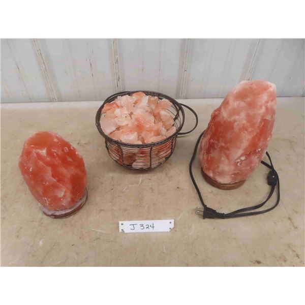3 Himalayan Salt Lamps - 1 missing power cord