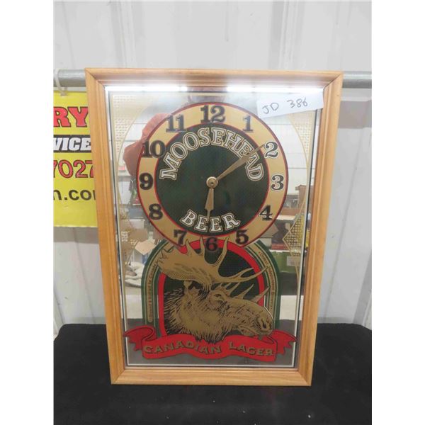 Moosehead Beer Mirror Clock 13" x 19" 