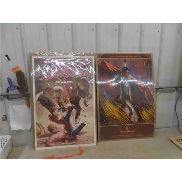 2 Calgary Stampede Posters ; 1984 + 2011 - Both 22.5" x 34.5" 
