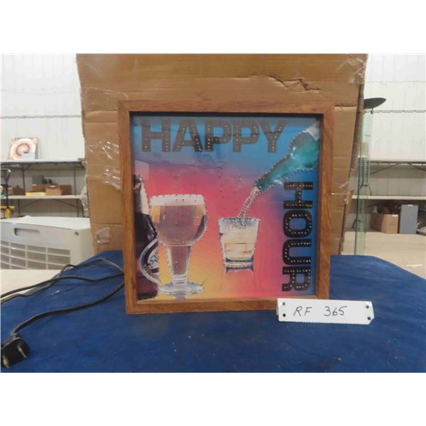 Electric Happy hour Bar Sign - Light Up , Flickers 7" x 10" x 10" 