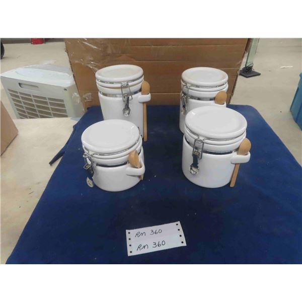 4 Sealer Style Canister Set with Wooden Spoon