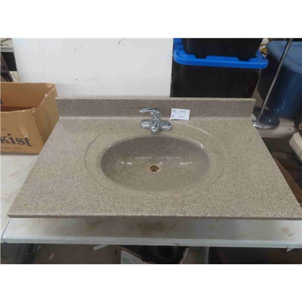Marble Vanity with Molded Sink + Faucet 22" x 37"