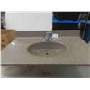 Image 6 : Marble Vanity with Molded Sink + Faucet 22" x 37"