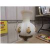 Image 5 : Vintage Hurricane Parlor Lamp Double Ball with Yellow Flower Milk Glass and Brass Accents 25'' Tall 