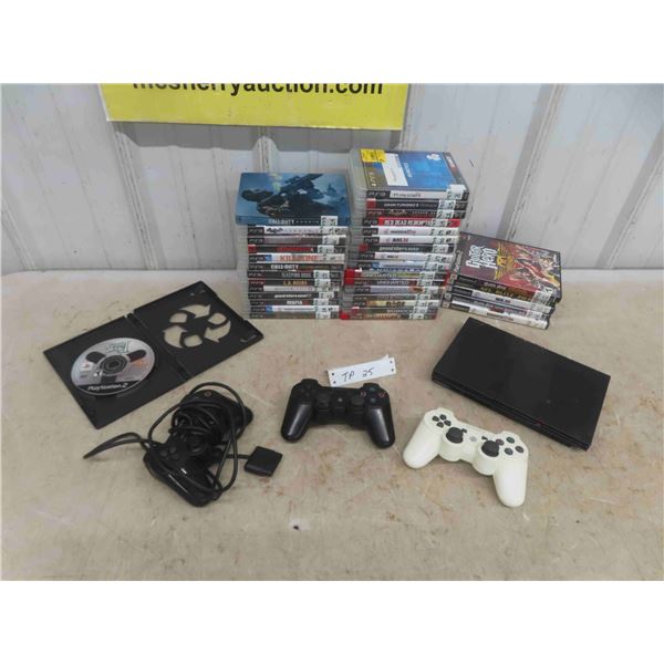 Sony Play Station - No Cords + 3 Controllers & 35 Games for PS 2 + PS 3