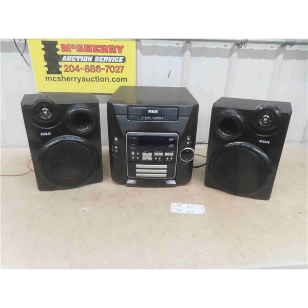 RCA 5 CD Changer + Cassette Player & 2 Speakers