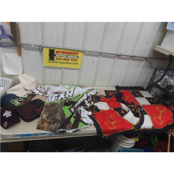 FXR Camo Shirt Sz XL, Marine Flag, Toronto Grey Cup Hat, plus more