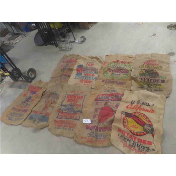 9 Potato Gunny Sacks & Variety of Good Labels