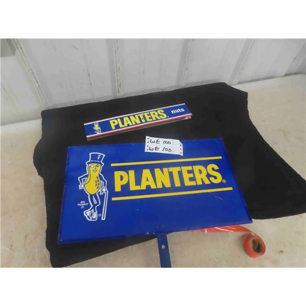 2 Metal Planters Signs - 2 Sided ; 10" x 17.5" & 2.5" x 12.5"