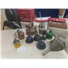 Image 1 : Oil Squirt Cans - some with labels + Funnels