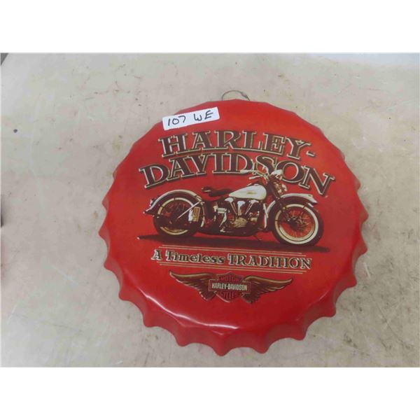 Harley Davidson Modern Metal Embossed Sign 10" Diameter