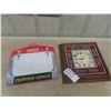Image 1 : Coca-Cola Clock 14.5" x 14.5" - crack on glass & Coca-Cola White Board 13.5" x 15"