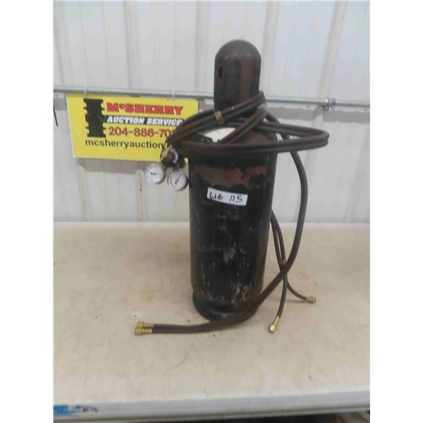 Acetylene Tank, Gauges + Hose