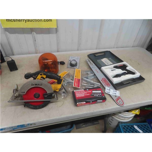 Weller Soldering Gun, Spring Clamp, Light Test Kit, Beacon Light, Cordless DeWalt Saw