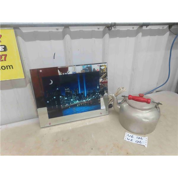Aluminum Kettle, Light Up City Picture 13" x 16"