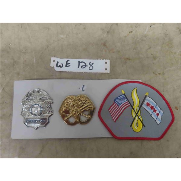 State of Correction Dept. Badge, Fireman Patch + Badge