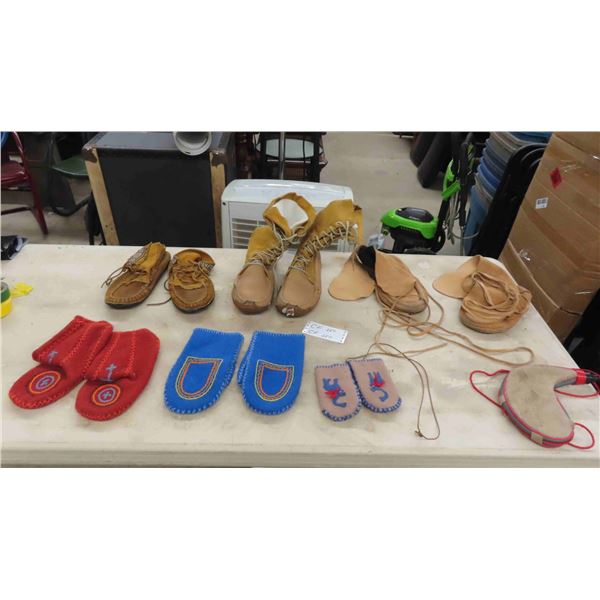 Pair of Leather / Suede Boots Men's sz 12, 2 Tie Up Ankle Height Moccasins Sz Med - 