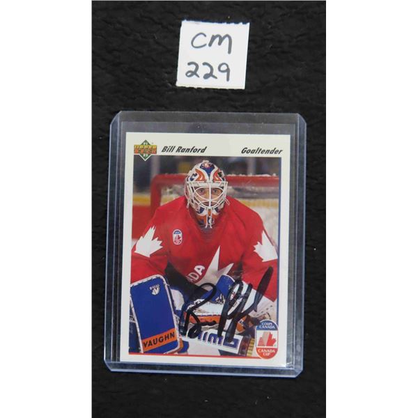 Autographed Bill Ranford Canada Cup Card