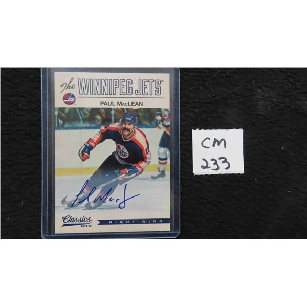 Autographed Paul Maclean Winnipeg Jets Card
