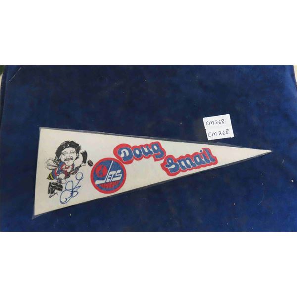 Signed Doug Smail Winnipeg Jets Mini Pennant 