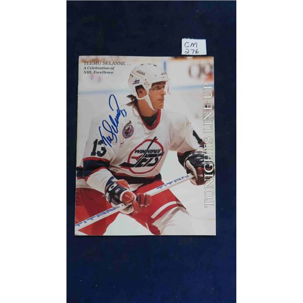 Teemu Selanne Signed Winnipeg Jets Line Up from March 23, 1993 vs Toronto