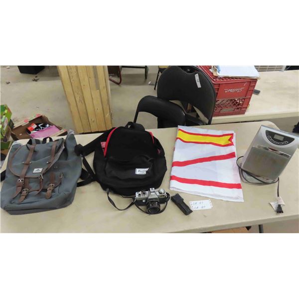 2 Backpacks, Practice Camera, Newfoundland/ Labrador Provincial Flag