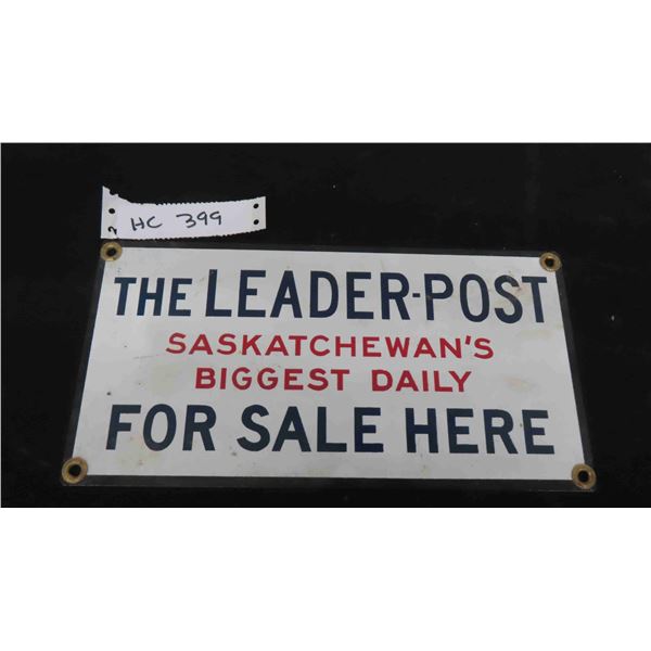 The Leader Post Porcelain Sign 6" x 12" 