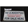 Image 1 : The Leader Post Porcelain Sign 6" x 12" 